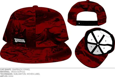 Dungeons & Dragons AOP Red Snapback Hat 
