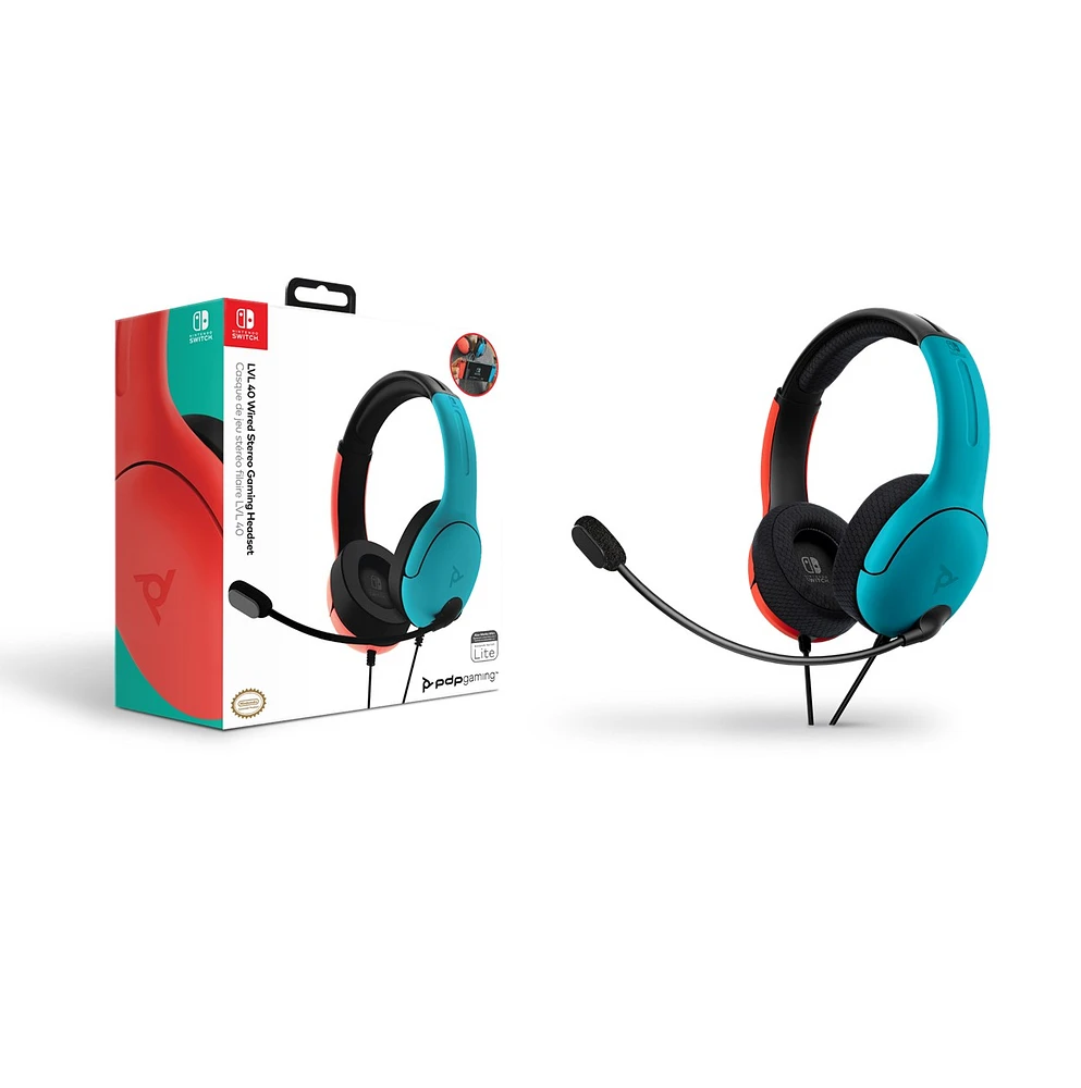 PDP Gaming LVL40 Nintendo Switch Wired Stereo Gaming Headset: Bleu rouge 