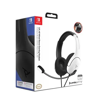 PDP Gaming LVL40 Nintendo Switch Wired Stereo Gaming Headset: Black & White 