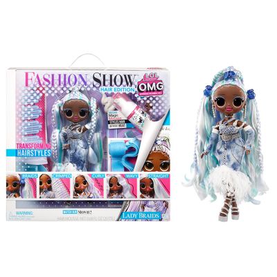 LOL Surprise OMG Fashion Show Hair Edition Lady Braids Fashion Doll with Magic Mousse 