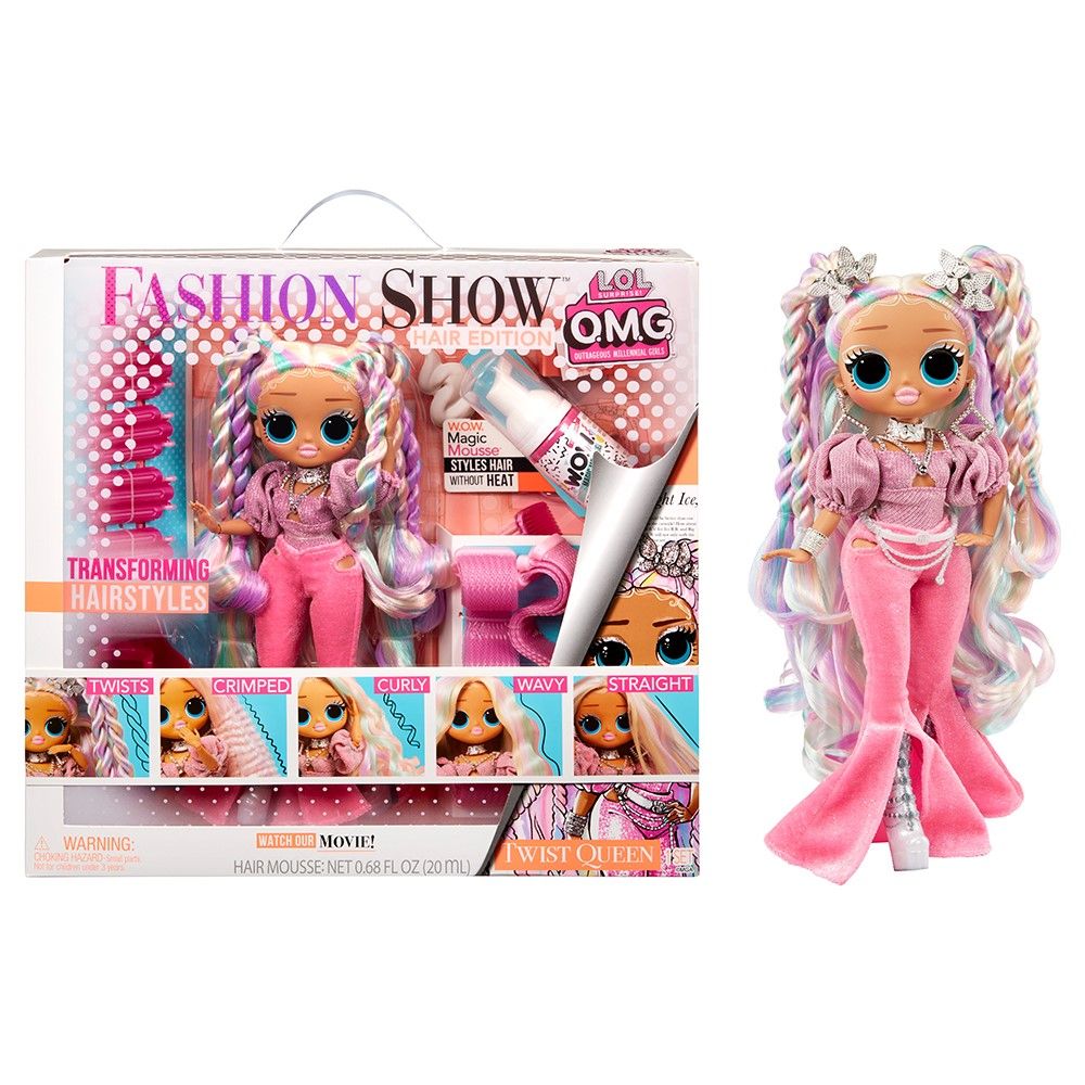 LOL Surprise OMG Fashion Show Hair Edition Twist Queen Fashion Doll with Magic Mousse 