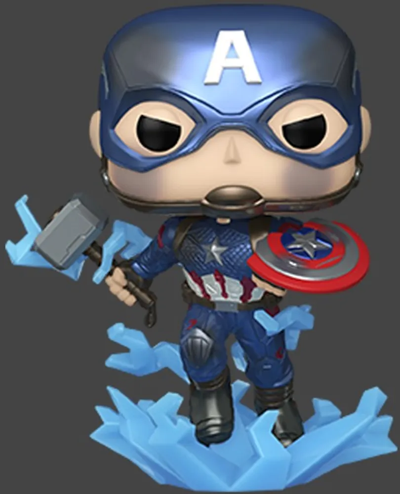Funko POP Marvel The Avengers Endgame Captain America With Broken Shield &  Mjolnir Blue