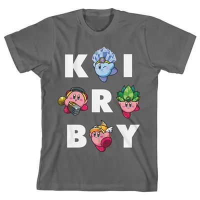 Kids Kirby T-Shirt on Charcoal - M 