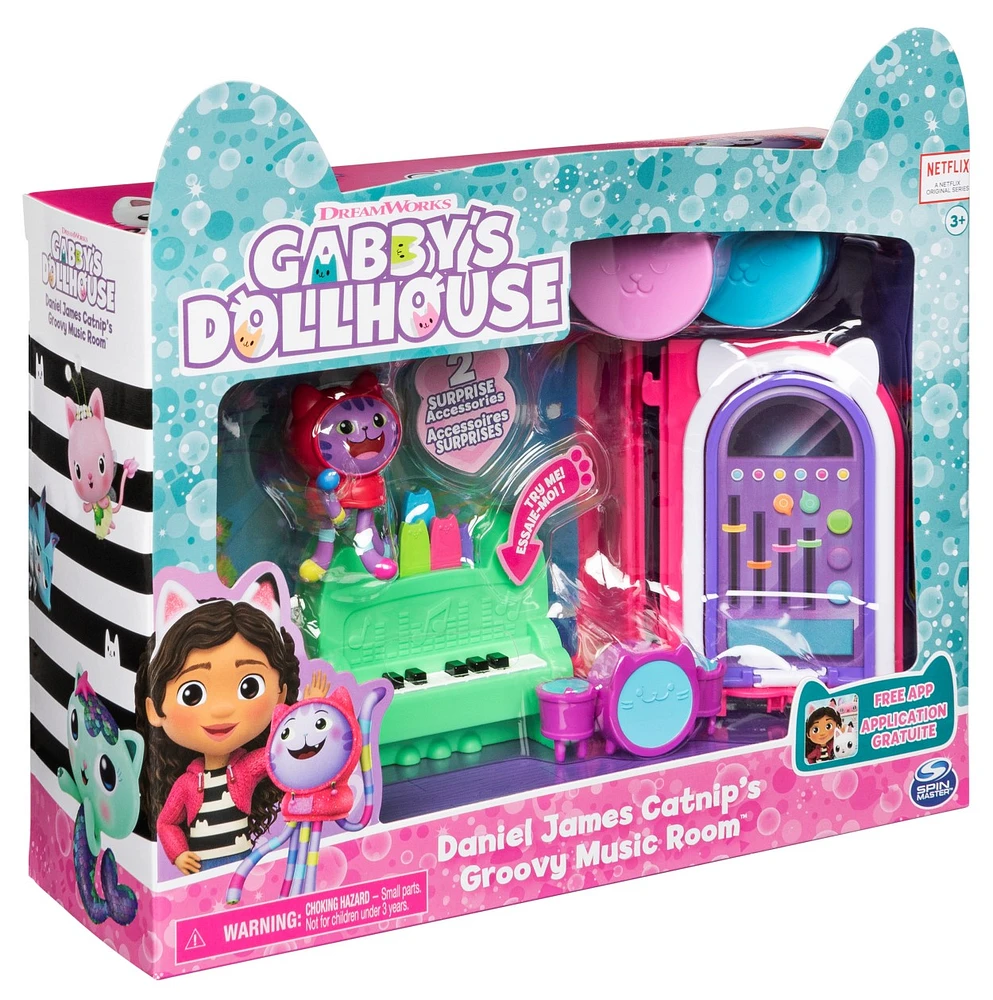Gabby’s Dollhouse - Groovy Music Room with Daniel James Catnip Figure Playset 