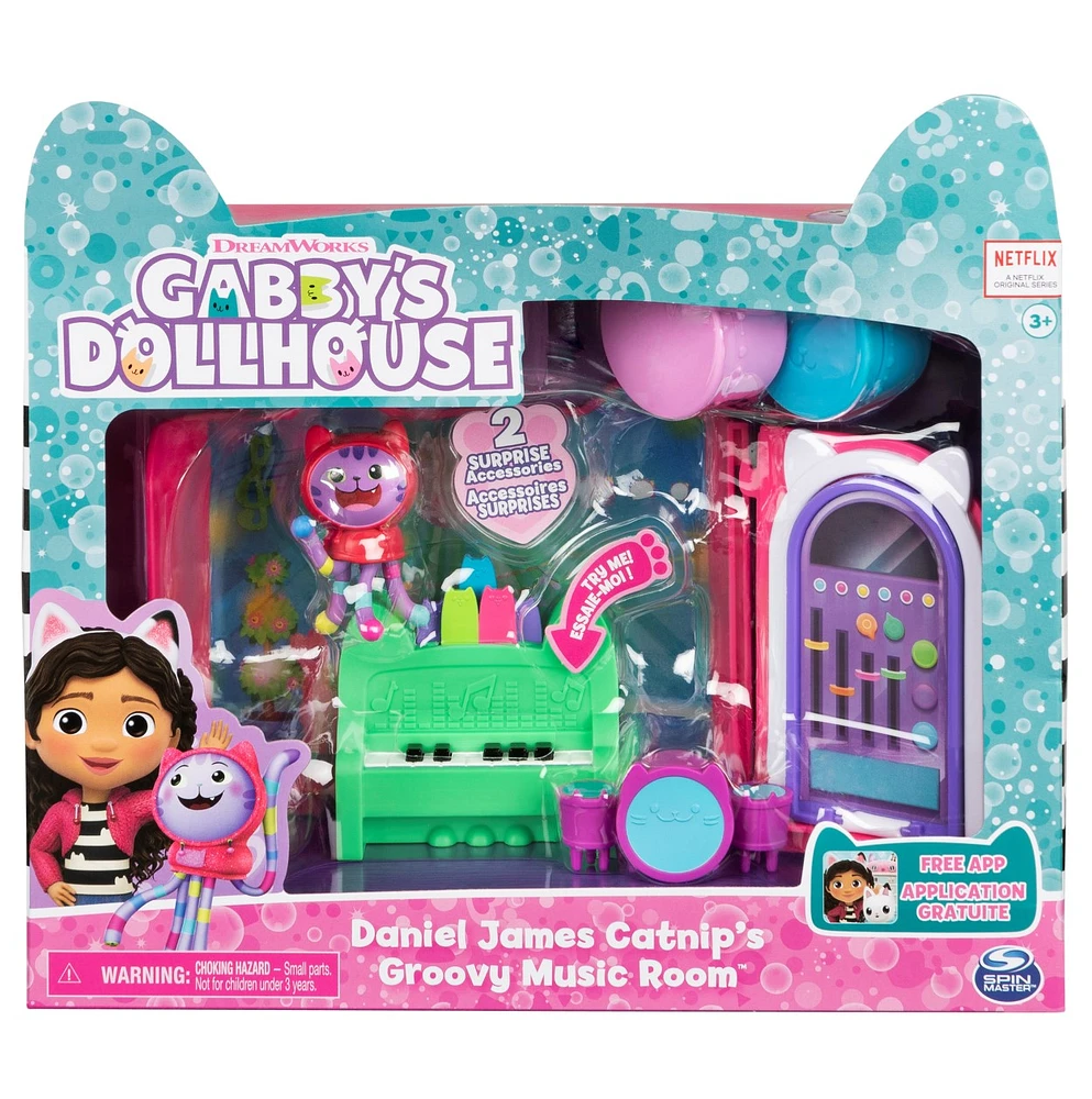 Gabby’s Dollhouse - Groovy Music Room with Daniel James Catnip Figure Playset 