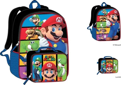 Super Mario Kids Backpack with Lunch Bag 