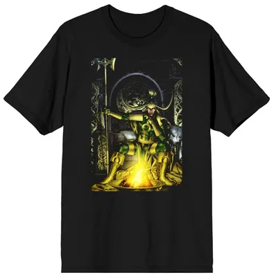 Loki on Throne Black T-Shirt