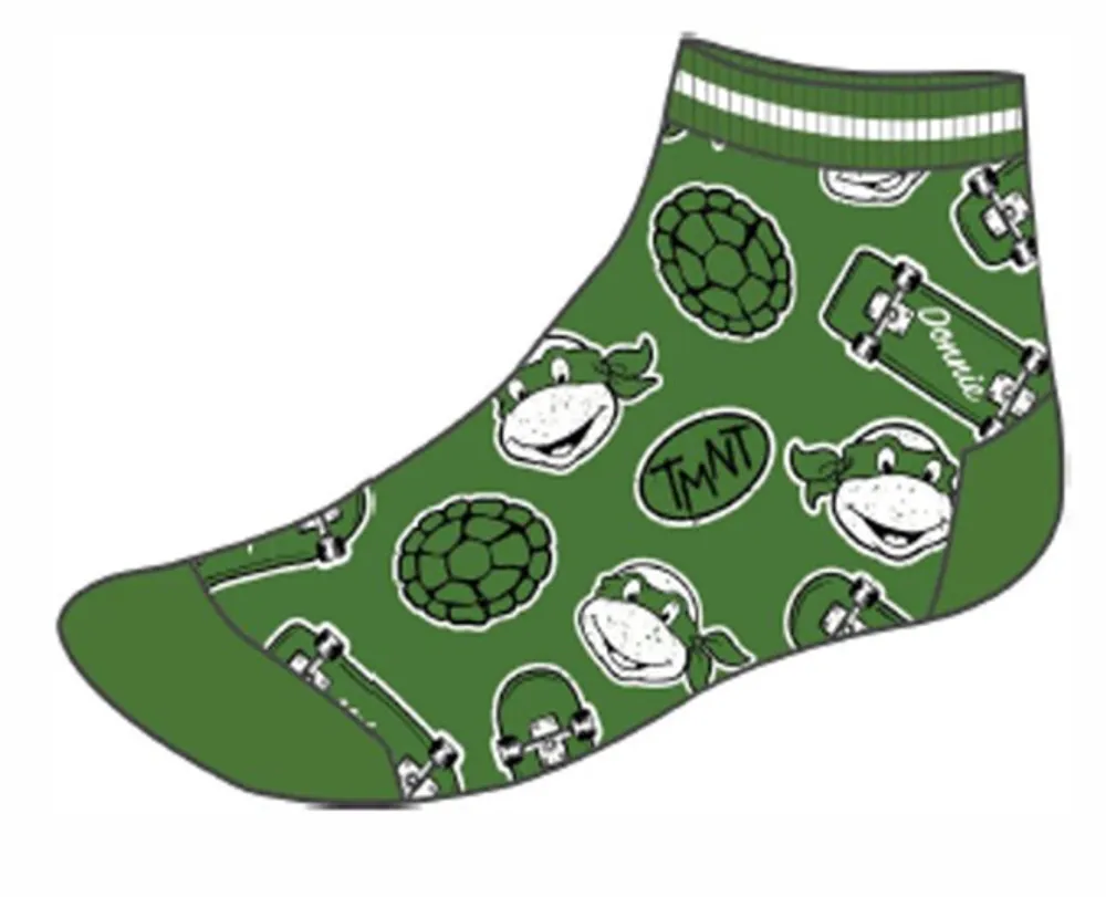 Boys Teenage Mutant Ninja Turtles Green Quarter Socks 