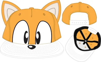 Tails Face Snapback Hat with 3D Ears 