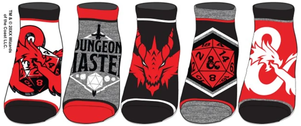 Dungeons & Dragons Mens Ankle Socks 5 Pack 