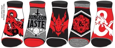Dungeons & Dragons Mens Ankle Socks 5 Pack 