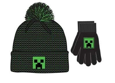 Minecraft Creeper Kid Hat and Glove Set 