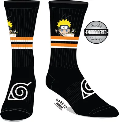 Mens Naruto Embrodery Black Socks 