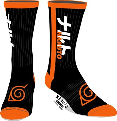 Naruto - Black & Orange Kanji Mens Socks 