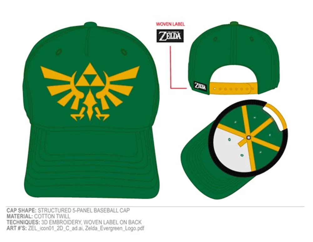 Legend of Zelda Hyrule Embroidered Green Snapback Hat 