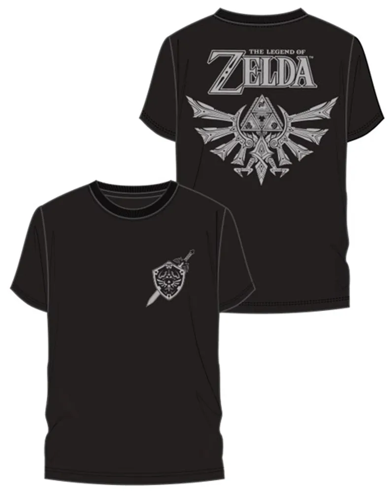 Zelda Shield and Royal Crest Black Tee - L 