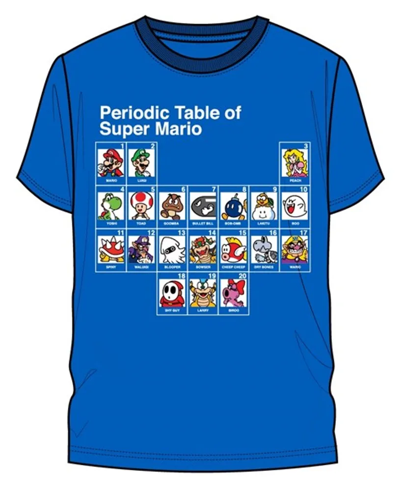 T-shirt bleu tableau périodique de Super Mario - TTG