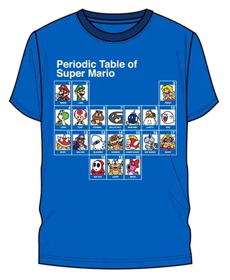  T-shirt bleu tableau périodique de Super Mario - TTG 