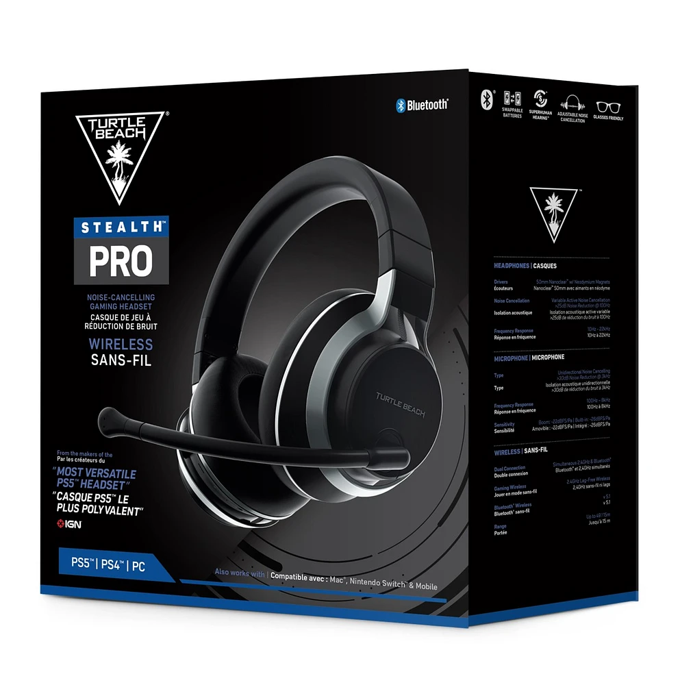 Casque gaming antibruit multiplateforme sans fil Turtle Beach® Stealth™ Pro pour PlayStation® (noir) 
