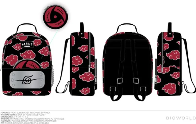 Bioworld Naruto Shippuden Red Clouds All Over Print Backpack