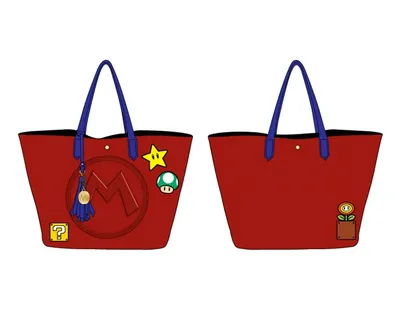 Super Mario Red PU Tote Bag with Appliques 