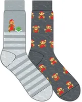 Super Mario 8-bit Mens Crew Socks 2 Pack 