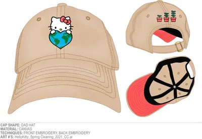Hello Kitty Embroidered Beige Hat 