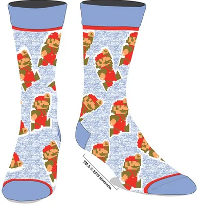 Super Mario Bros. 8bit Blue Crew Socks 