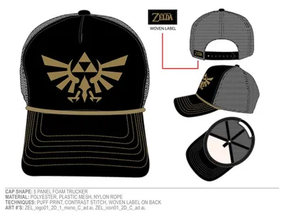 Zelda Gold Logo Black Trucker Hat 