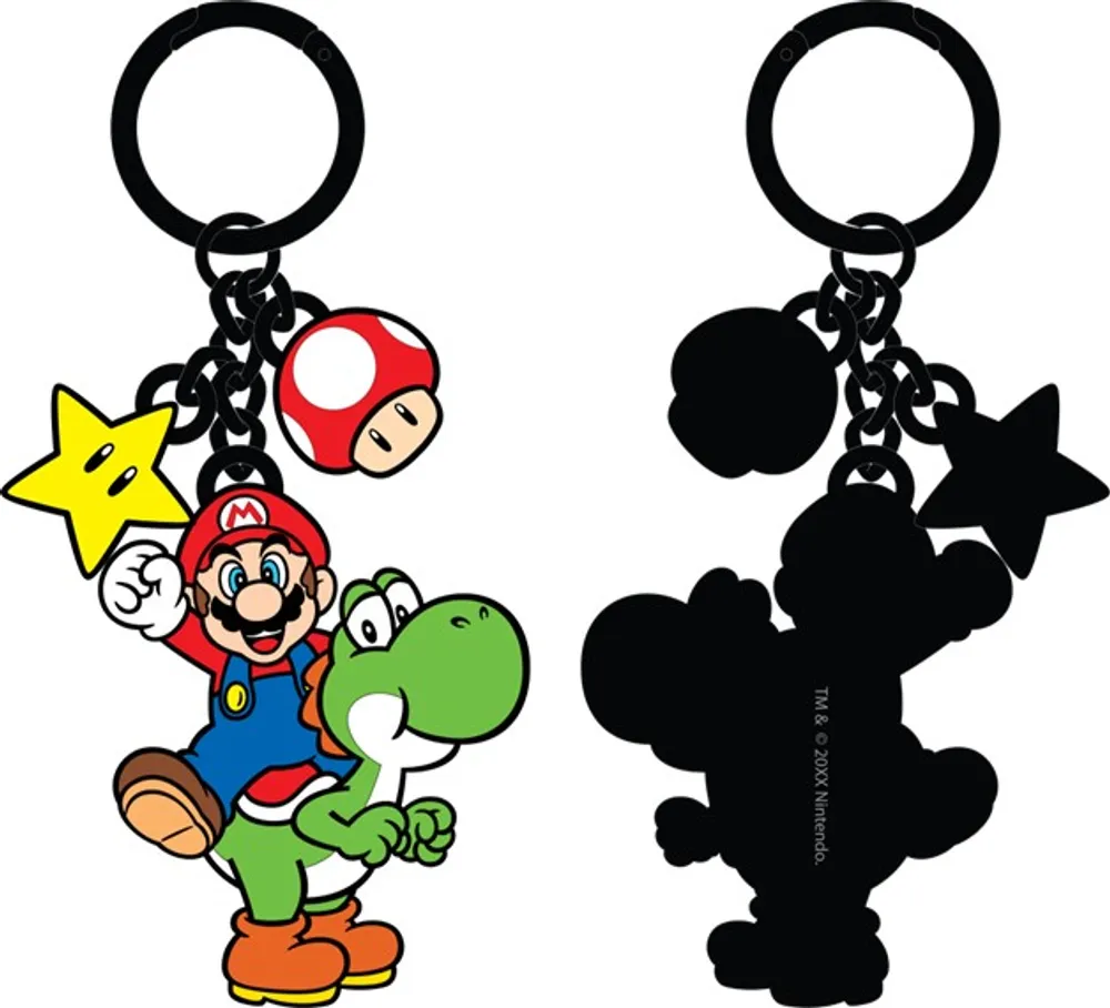 Bioworld Canada Super Mario: Mario & Yoshi Keychain with Charms