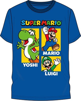 Super Mario : Yoshi, Mario et Luigi T-Shirt bleu