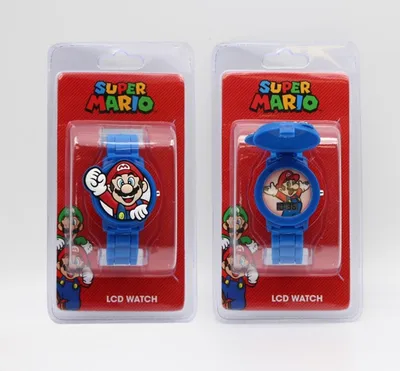 Super Mario Brothers LCD Watch With 3D Rubber Laser Cut Mario Cover 