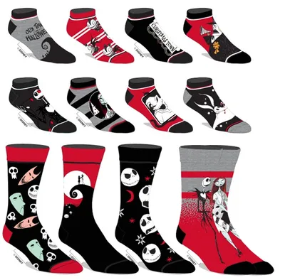 Bioworld The Nightmare Before Christmas Themed 5 Pack Womens Juniors Ankle  Socks