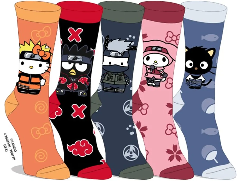 Hello Kitty x Naruto Crew Socks 5 pairs 