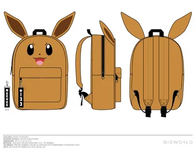 Pokémon Evee Faux Fur 16-Inch Backpack 