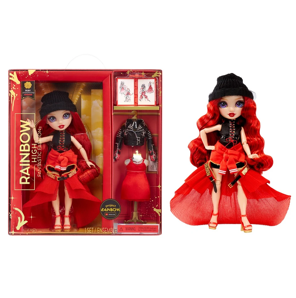 Rainbow High Fantastic Fashion Ruby Anderson - Red 11” Fashion Doll 