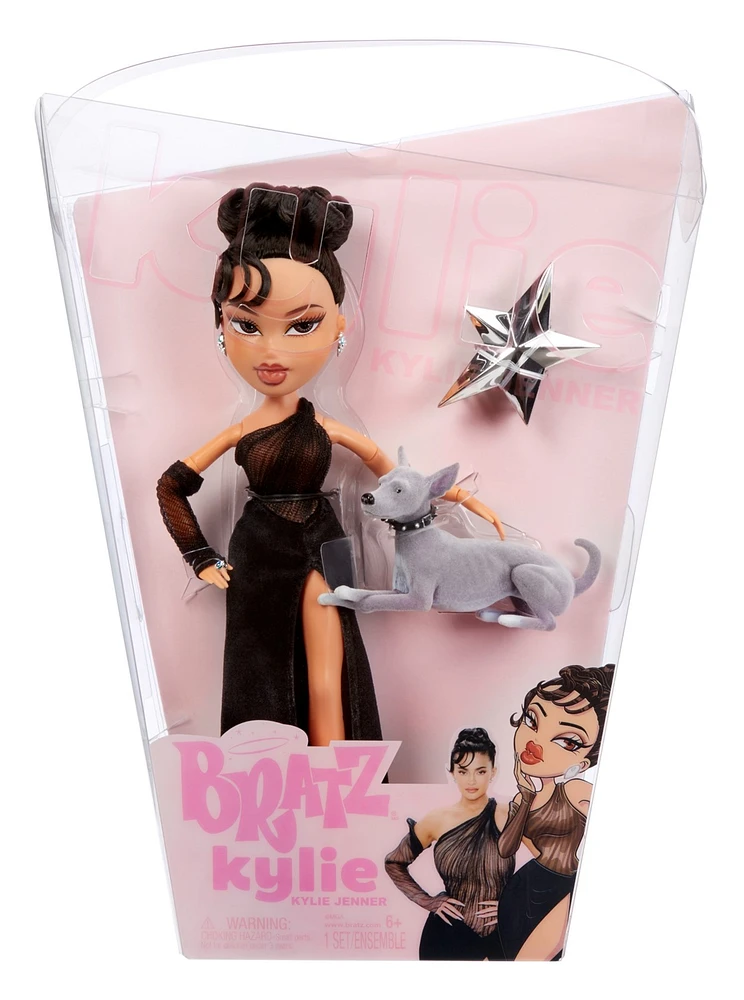 Bratz x Kylie Jenner Night Fashion Doll with Evening Gown, Pet Dog, and Poster 