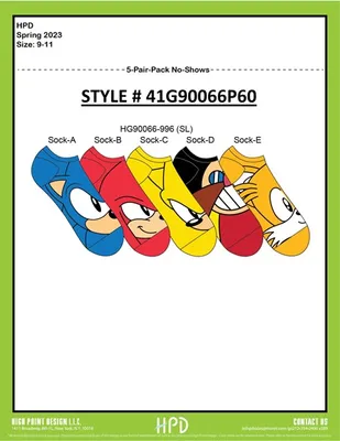 Sonic the Hedgehog - 5 Pack Kids Socks 