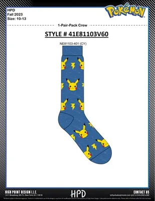 Pokémon : Chaussettes Pikachu Bleues 