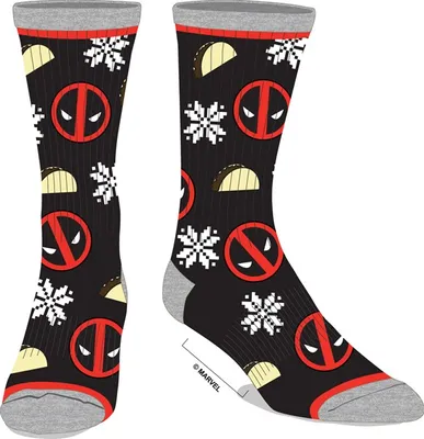 Deadpool & Snowflakes Holiday Socks 