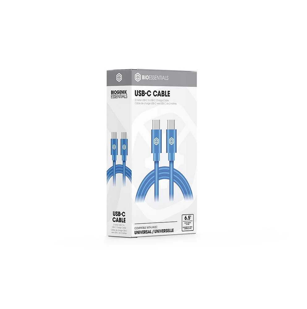 Biogenik USB-C to USB-C 2 Meter Charge Cable
