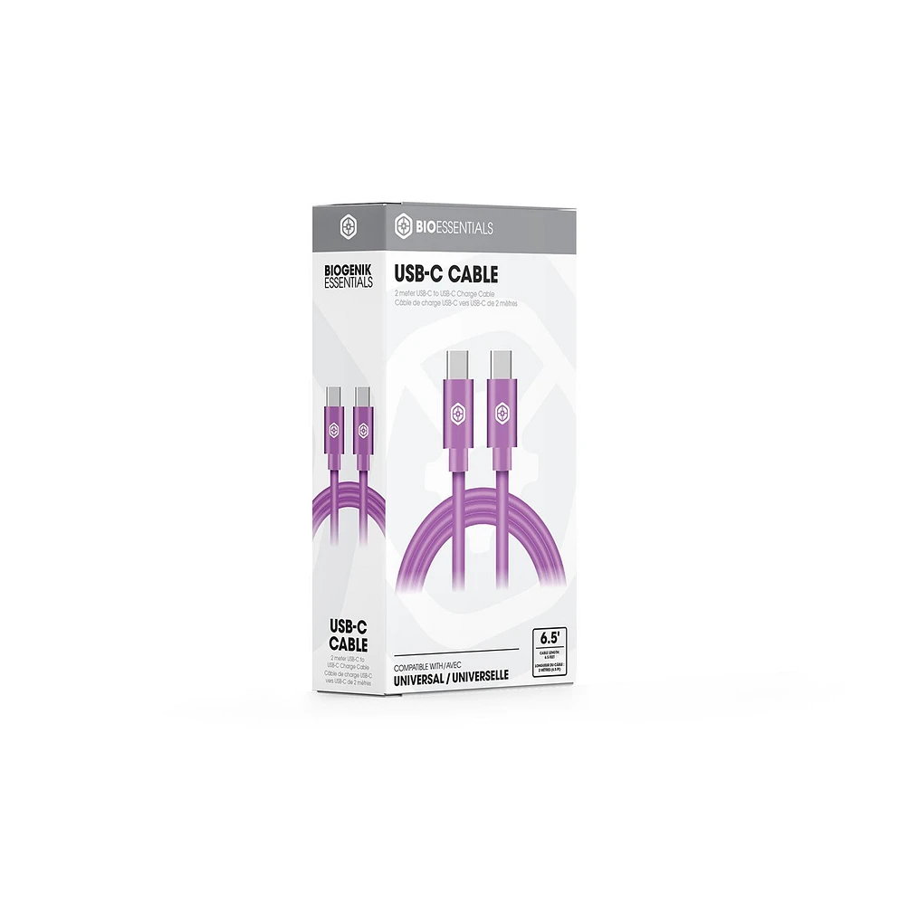 Biogenik USB-C to USB-C Charge 2 Meter Cable - Purple 