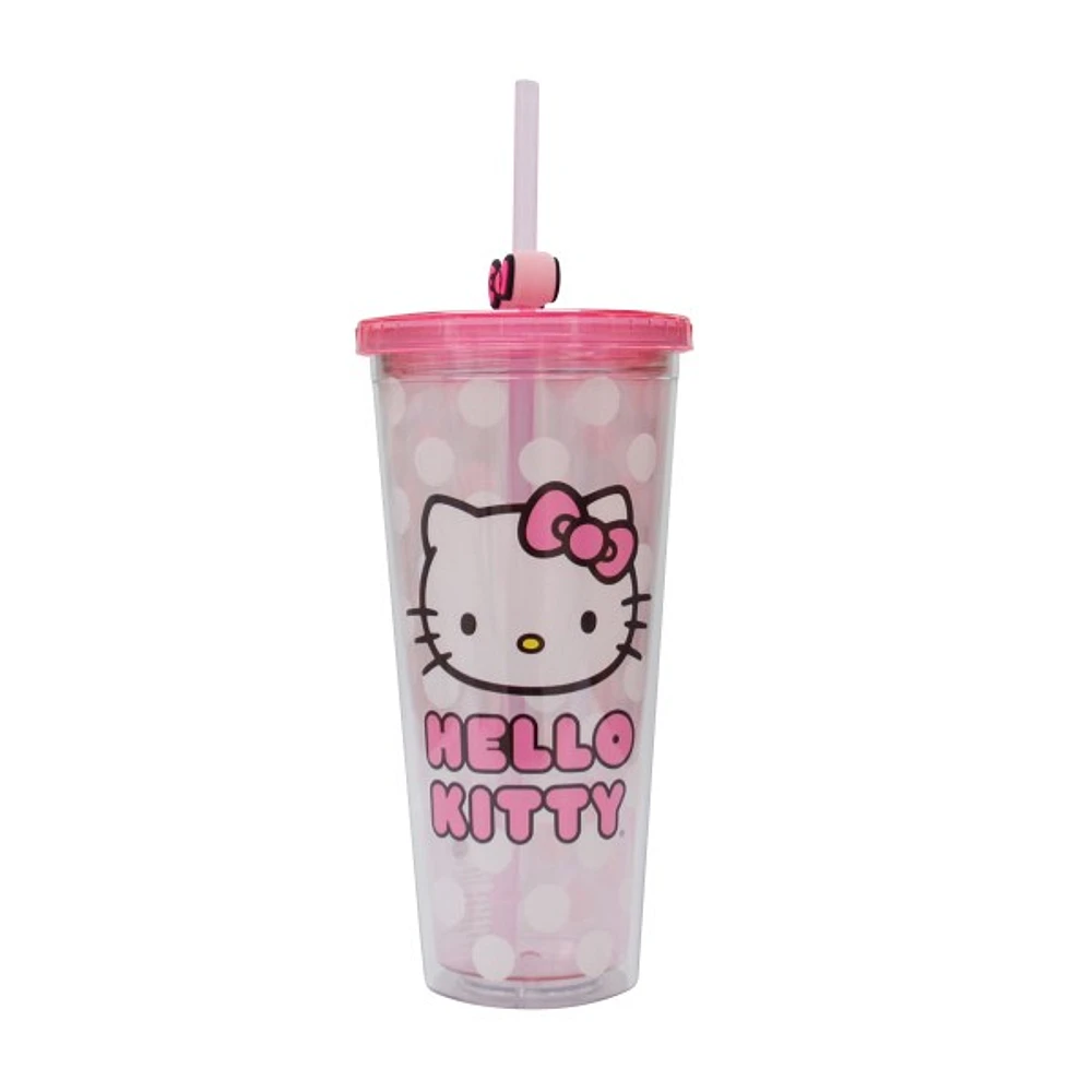 Gobelet rose Hello Kitty avec paille 