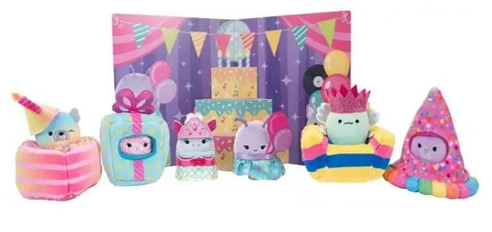 Squishmallows Squishville! Ensemble de mini peluches Birthday Bash de 2 pouces 