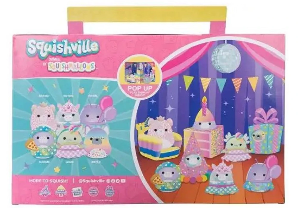 Squishmallows Squishville! Ensemble de mini peluches Birthday Bash de 2 pouces 
