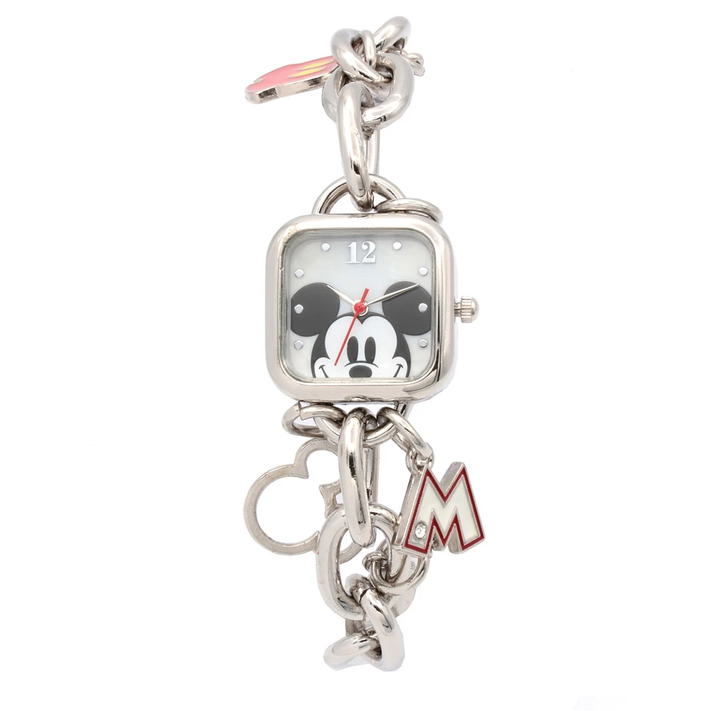 Montre bracelet Mickey en argent avec breloques 