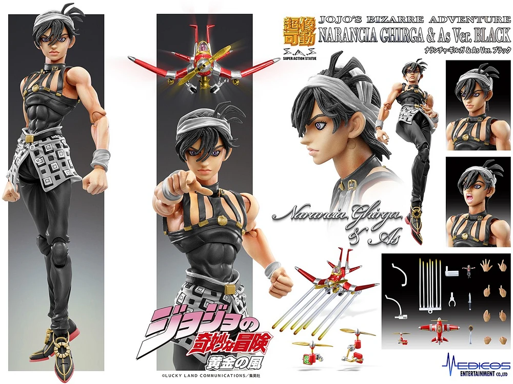 JoJo's Bizarre Adventure Part 5 Super Action Statue Narancia Ghirga & As Ver.Black 