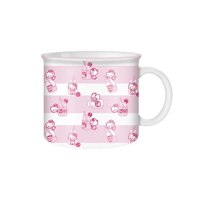 Tasse rayée rose Hello Kitty 