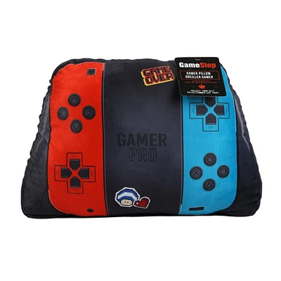 Oreiller Gamer Pro bleu et rouge 