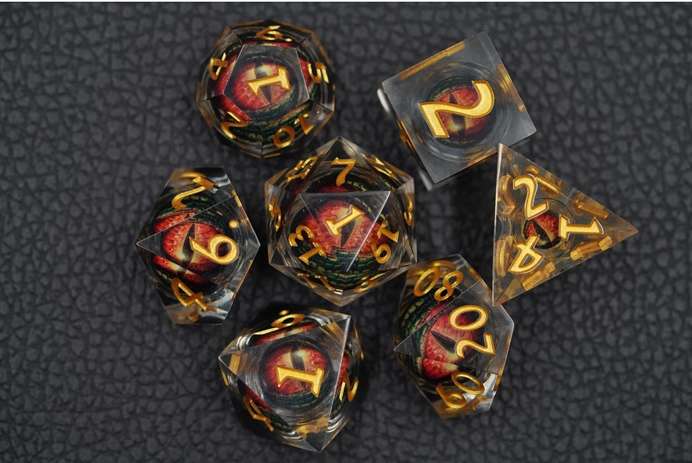 Biogenik Dragon Eye 7-Piece RPG Dice Set with Liquid Core 
